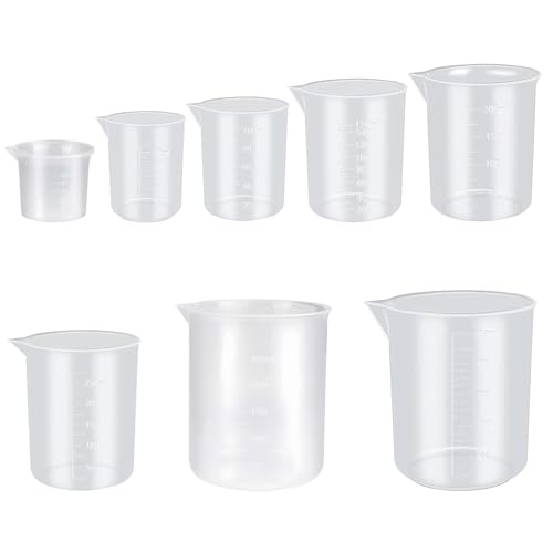 Messbecher Set, 8 Stück Mini Measuring Cups, Messbecher 25ml 50ml 100ml 150ml 200ml 250ml 300ml 500ml, Präzisions Hitzebeständig Measuring Cups mit Skala, für Labor, Waschmittel, Küche Backen von QITIXI:OU