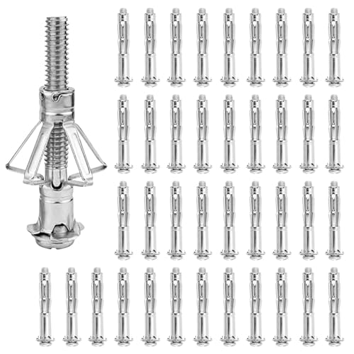 Spreizdübel Metall, 40 Stück Hohlraumdübel Metall, M6*52MM Rigipsdübel, Hohlraumdübel Set, Verzinkt HohlwanddüBel RigipsdüBel, Expansion Nuts für Hohlwand, Hohlziegel, Holzplatte, Gipskartonplatten Spreizdübel Metall, 40 Stück Hohlraumdübel Metall, M6*52MM Rigipsdübel, Hohlraumdübel Set, Verzinkt HohlwanddüBel RigipsdüBel, Expansion Nuts für Hohlwand, Hohlziegel, Holzplatte, Gipskartonplatten von QITIXI:OU
