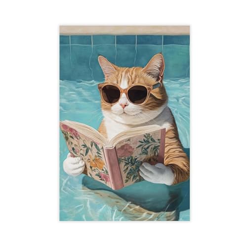 QITJSGD Kunstdruck auf Leinwand, Motiv: Katze, Pool, Party, Wandkunst, Bild, Gemälde für Wohnzimmer, Schlafzimmer, Dekoration, 40 x 60 cm QITJSGD Kunstdruck auf Leinwand, Motiv: Katze, Pool, Party, Wandkunst, Bild, Gemälde für Wohnzimmer, Schlafzimmer, Dekoration, 40 x 60 cm von QITJSGD
