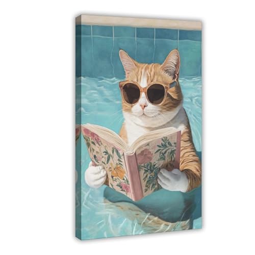 QITJSGD Kunstdruck auf Leinwand, Motiv: Katze, Pool, Party, Wandkunst, Bild, Gemälde für Wohnzimmer, Schlafzimmer, Dekoration, 60 x 90 cm QITJSGD Kunstdruck auf Leinwand, Motiv: Katze, Pool, Party, Wandkunst, Bild, Gemälde für Wohnzimmer, Schlafzimmer, Dekoration, 60 x 90 cm von QITJSGD