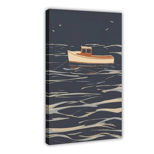 QITUBVAF Minimalistisches Boot-Poster, Wandkunst, Dekordruck, Bild Gemälde für Wohnzimmer, Schlafzimmer, Dekoration, 40 x 60 cm von QITUBVAF