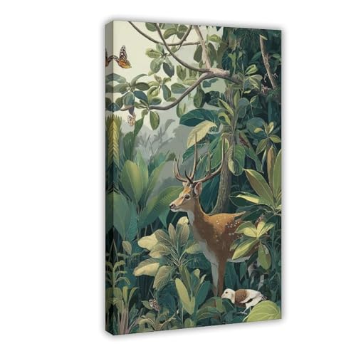 QITUBVAF Wandkunst, Dschungelhirsch, Wandkunst, Dekordruck, Bild Gemälde für Wohnzimmer, Schlafzimmer, Dekoration, 40 x 60 cm QITUBVAF Wandkunst, Dschungelhirsch, Wandkunst, Dekordruck, Bild Gemälde für Wohnzimmer, Schlafzimmer, Dekoration, 40 x 60 cm von QITUBVAF