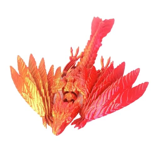 QIUDongne Dynamischer 3D-Gedruckter Drache, Kristalldrache, Zappelspielzeug für Erwachsene, 3D-Gedruckter Beweglicher Drache, Laserrot von QIUDongne