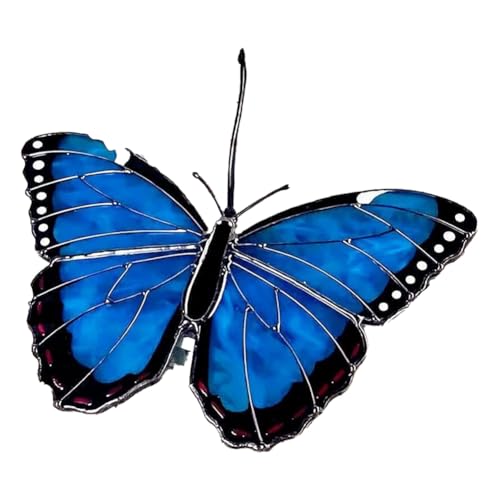 QIUDongne Gebeizter Schmetterlings-Sonnenfänger, Fensterbehang Aus Buntglas, Hängende Schmetterlinge, Sonnenfänger für Auto, Schmetterlingsdekoration C von QIUDongne