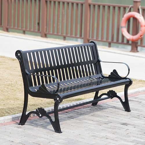 QIUHTR Gartenbank Metall Retro-Stil Gartenbank 2-sitzer mit Rückenlehne für Terrase, Balkon, Garten, Hof(150 * 60 * 80cm) von QIUHTR