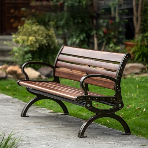 QIUHTR Gartenbank wetterfest wetterfeste Sitzbank für 2-3 Sitzer Terrassen/Veranda Möbel mit Rückenlehne und Armlehnen(120 * 57 * 78cm) von QIUHTR