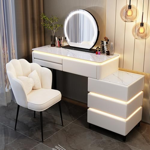 QIUHTR Schminktisch mit Spiegel und Lichtern Schminktisch mit LED-beleuchtetem Spiegel für Schlafzimmer-Studio(80 * 40 * 60cm) von QIUHTR