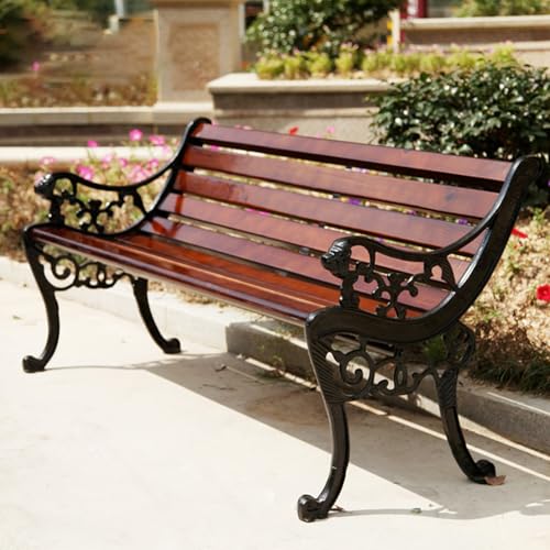 QIUHTR Wetterbeständige Gartenbank Parkbank Mit Rückenlehne & Armlehne Terrassen/Veranda Möbel mit Rückenlehne und Armlehnen(Walnut,120 * 40 * 76cm) von QIUHTR