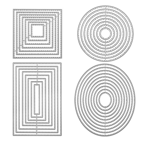 4 Stück Stanzschablone Geometrisch Set Stanzformen Quadratisch Rechteckig Kreis Rahmen Oval Quadrat Schneiden Prägeschablonen Prägung Schablone Stanzschablonen für Scrapbooking Album Karten Basteln 4 Stück Stanzschablone Geometrisch Set Stanzformen Quadratisch Rechteckig Kreis Rahmen Oval Quadrat Schneiden Prägeschablonen Prägung Schablone Stanzschablonen für Scrapbooking Album Karten Basteln von QIUJUNDE