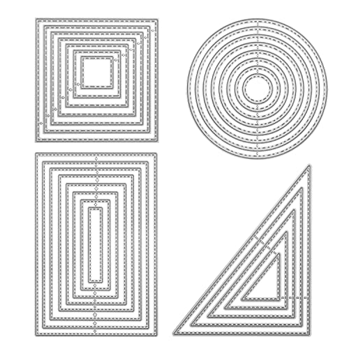 4Stück Stanzschablone Geometrisch Set Stanzformen Quadratisch Rechteckig Kreis Dreieck Rahmen Quadrat Schneiden Prägeschablonen Prägung Schablone Stanzschablonen für Scrapbooking Album Karten Basteln 4Stück Stanzschablone Geometrisch Set Stanzformen Quadratisch Rechteckig Kreis Dreieck Rahmen Quadrat Schneiden Prägeschablonen Prägung Schablone Stanzschablonen für Scrapbooking Album Karten Basteln von QIUJUNDE