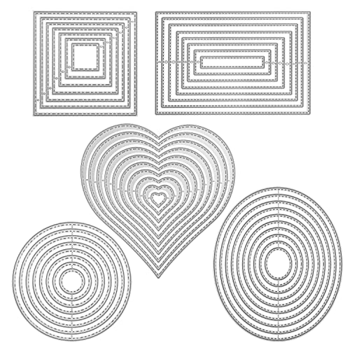 5 Stück Stanzschablone Geometrisch Set Stanzformen Quadratisch Rechteckig Kreis Rund Oval Herz Rahmen Schneiden Prägeschablonen Prägung Schablone Stanzschablonen für Scrapbooking Album Karten Basteln 5 Stück Stanzschablone Geometrisch Set Stanzformen Quadratisch Rechteckig Kreis Rund Oval Herz Rahmen Schneiden Prägeschablonen Prägung Schablone Stanzschablonen für Scrapbooking Album Karten Basteln von QIUJUNDE