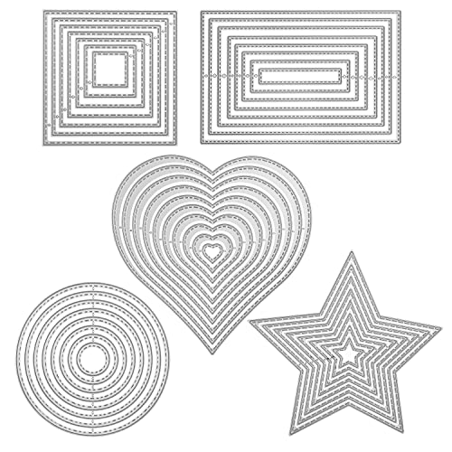 5 Stück Stanzschablone Geometrisch Set Stanzformen Quadratisch Rechteckig Kreis Stern Herz Rahmen Quadrat Schneiden Prägeschablonen Prägung Schablone Stanzschablonen für DIY Scrapbooking Album Karten 5 Stück Stanzschablone Geometrisch Set Stanzformen Quadratisch Rechteckig Kreis Stern Herz Rahmen Quadrat Schneiden Prägeschablonen Prägung Schablone Stanzschablonen für DIY Scrapbooking Album Karten von QIUJUNDE
