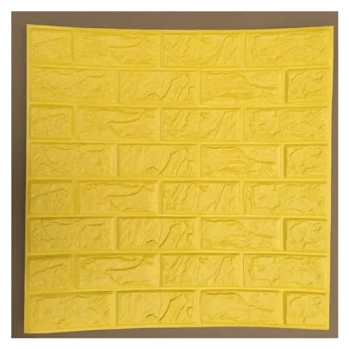 3d Wandpaneele,Wandpaneele Selbstklebend 3D Ziegel Wand Aufkleber Tapete Dekor Schaum Wasserdichte Wandverkleidung Tapete for Kinder Wohnzimmer DIY Hintergrund(Color:yellow (gelb),Size:60 X 15 X 0.85c von QIULKU
