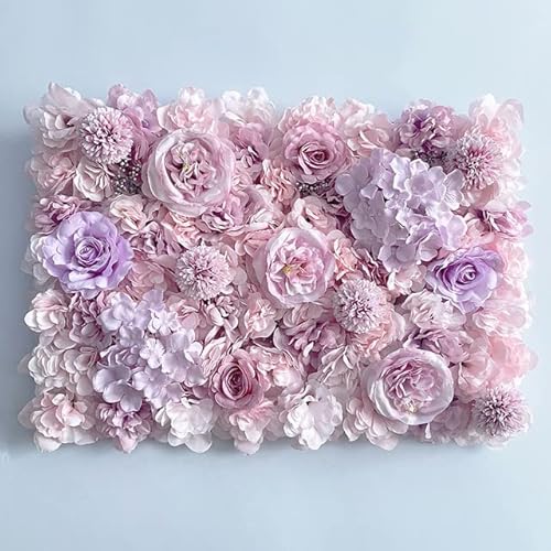 QIUMING 1 Stück rosa Blumen-Wandpaneel, künstliche Wandblume, Hintergrund, 3D-Seiden-Hortensien-Rosenpaneel für Zuhause, Party, Hochzeit, Hintergrunddekoration von QIUMING