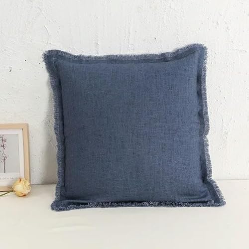 QIUMING 2-teiliger Ramie-Kissenbezug mit Quasten, Euro-Flachs, 2er-Set, dekorativer Kissenbezug im Boho-Shabby-Chic-Stil für Couch, Bett, Zuhause von QIUMING