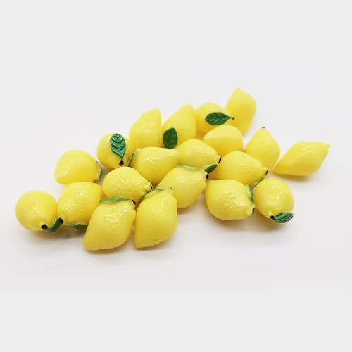 QIUMING 20 Stück Künstliches Obst Dekoration Mini Falsche Früchte Künstliche Früchte Mini gefälschte für DIY Haarnadeln Scrapbook Handyhülle Schmuck Handwerk (Zitronen) von QIUMING