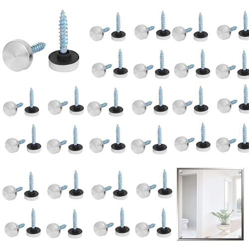QIUMING 60 Stück Spiegelschrauben Spiegel Schrauben Silberne Kappen Zierschrauben Spiegelschrauben Panelschrauben Zur Dekoration von Spiegeln, Couchtischen, Kleiderschränken (60, Silber, 12mm) von QIUMING