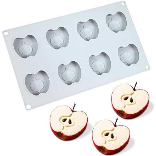 QIUMING Apfel-Silikonform 3D-Silikonform für Kuchen 3D-Silikon-Backformen-Kuchen Apfel Formen Silikonform Dessert Mousse Backformen Antihaft-Backformen Für Backform Gelee Pudding (Apfel) von QIUMING