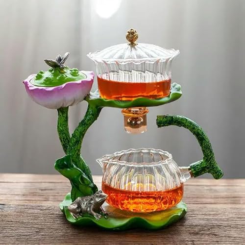 QIUMING Automatisches Teeservice mit hitzebeständiger Glasteekanne und Lazy Tea Infuser für Zuhause und Büro von QIUMING