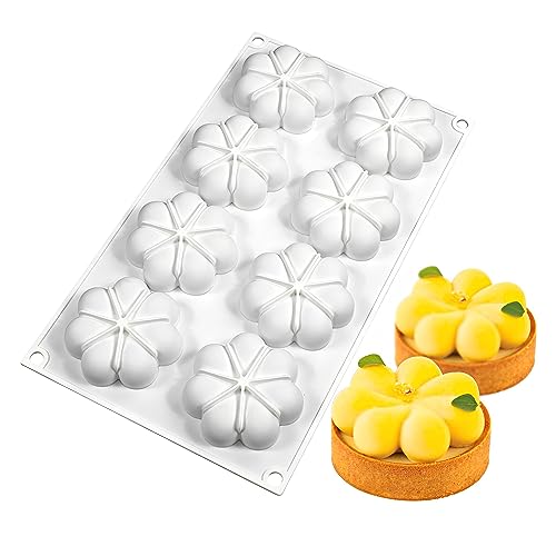 QIUMING Blütenblatt-Silikonform Silikonformen Zum Backen Runde Kuchenformen Mousse Moulds Pastry Silikon Backform Schnellentriegelung für Schokolade Mousse Kuchen Backen Brot Dessertformen (A) von QIUMING