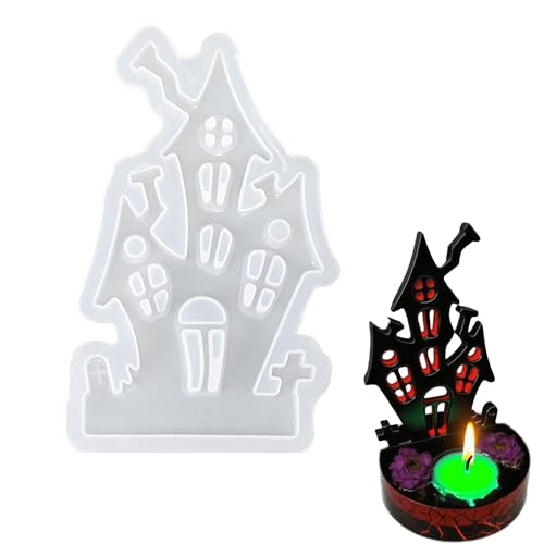 QIUMING Silikonformen Gießformen für Kerzen Dekoration Silikon Gießform Kerzenhalter Silikonformen gießformen Gießformen Silikon Teelichthalter für Heimdekor Urlaubsdekoration (Halloween haus) von QIUMING