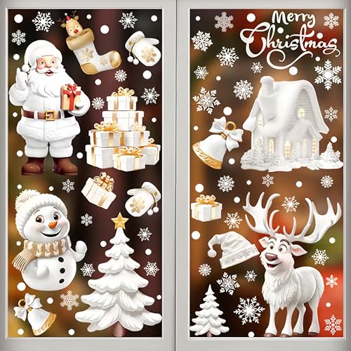 QIURUYUE 9 Blättern Weihnachten Fensterbilder, 255 Stück Aufnehmbare Fensterdeko Fenstersticker Weihnachtssticker Statisch Haftend PVC Aufkleber für Fenster Vitrine Türen Schaufenster von QIURUYUE