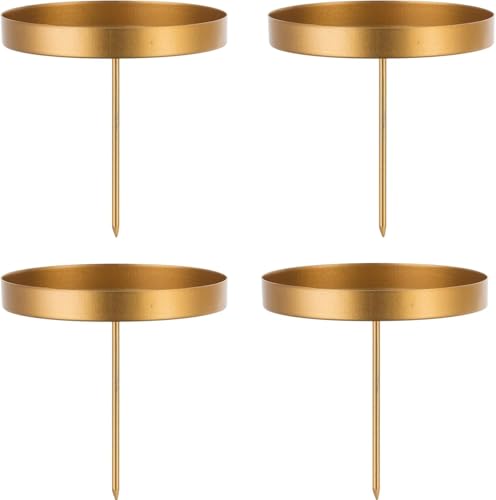 QIUTUYUE Kerzenhalter Adventskranz Stumpenkerzen Gold 8cm - 4er Set Advent Kerzenständer ohne Dorn Adventsteller Kranz zum Stecken für Kerzen Weihnachten Deko Tischdeko von QIURUYUE