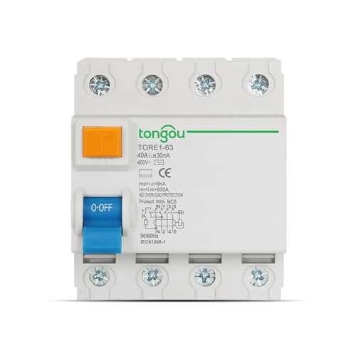 Leitungsschutzschalter 16A, 25A, 32A, 40A, 63A 10mA 30mA 100mA 6KA RCCB RCD 230V Elektromechanischer Fehlerstromschutzschalter Differentialschalter Sicherheitsschalter Circuit Breaker(25A,4Pole 30mA) von QIUSHIBO