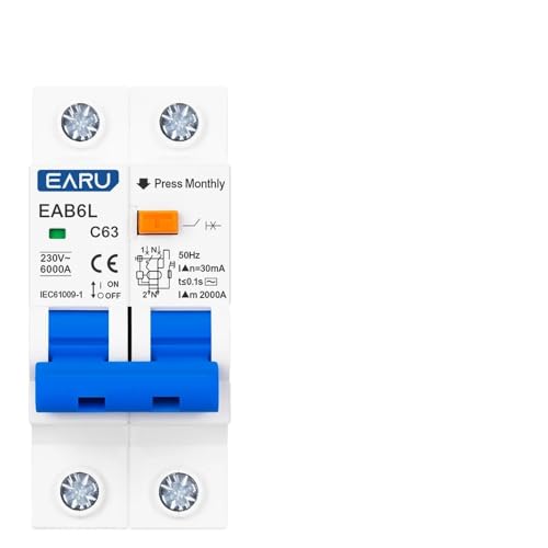 QIUSHIBO Leitungsschutzschalter 2P C Typ AC230V MCB Leckage Schutz RCBO Überlast Kurzschluss Schutz Fehlerstromschutzschalter Schalter FI-SCHUTZSCHALTER RCD Circuit Breaker(50A) von QIUSHIBO