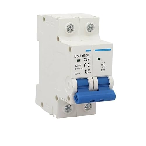 QIUSHIBO Leitungsschutzschalter 2P DC 500V MCB Leistungsschalter Überlastschutz Schalter 10A 16A 20A 25A 32A 40A 50A 63A 100A Circuit Breaker(63A) von QIUSHIBO