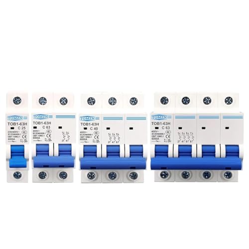 QIUSHIBO Leitungsschutzschalter AC MCB TOB1-63H C-Kurve 230/400 V ~ 50 Hz/60 Hz Mini-Leistungsschalter 1P 2P 3P 4P 3A 6A 10A 16A 20A 25A 32A 40A 50A 63A Circuit Breaker(2,40A) von QIUSHIBO