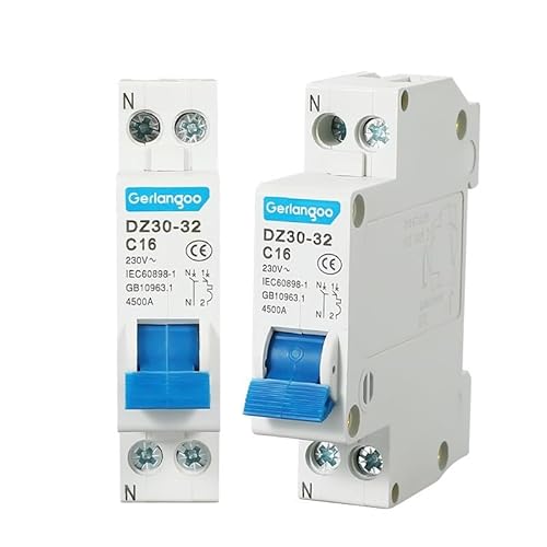 QIUSHIBO Leitungsschutzschalter DZ 1P + N Mini Circuit Breaker MCB 6A 10A 16A 20A 25A 32A Din-Schienenmontage Miniatur-Haushaltsluftschalter Circuit Breaker(10A) von QIUSHIBO