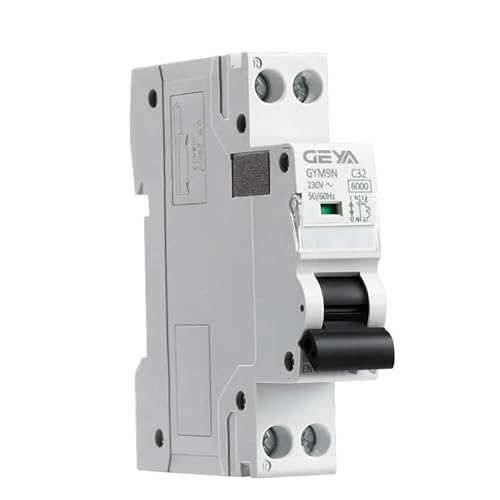 QIUSHIBO Leitungsschutzschalter GYM9N 1P+N MCB 6A 10A 16A 20A 25A 32A 40A 220V Kurve B Kurve C AC Miniatur-Leistungsschalter 6KA Circuit Breaker(C Curve,16a) von QIUSHIBO