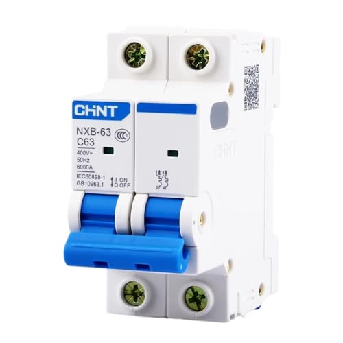 QIUSHIBO Leitungsschutzschalter MCB NXB-63 2P 2A 10A 16A 32A 40A 63A 80A 100A Leitungsschutzschalter C-Kurve AC 230/400V DIN-Schienenmontage Miniatur-Haushalt Circuit Breaker(16a) von QIUSHIBO