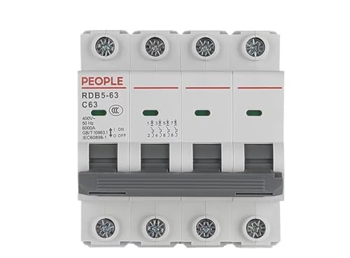 QIUSHIBO Leitungsschutzschalter Miniatur-Leistungsschalter MCB 1P 2P 3P 4P 10A-63A 400V DIN-Schienentyp Überlast-Kurzschlussschutz Circuit Breaker(4,10A) von QIUSHIBO