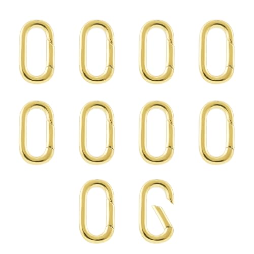 QIUTIMIY 10 Stück 18 Karat vergoldete ovale Schmuckverschlüsse,Schmuck-Halskettenverbinder zum Verlängern oder Reparieren,Gold（14 * 7.8 * 2.2mm） von QIUTIMIY