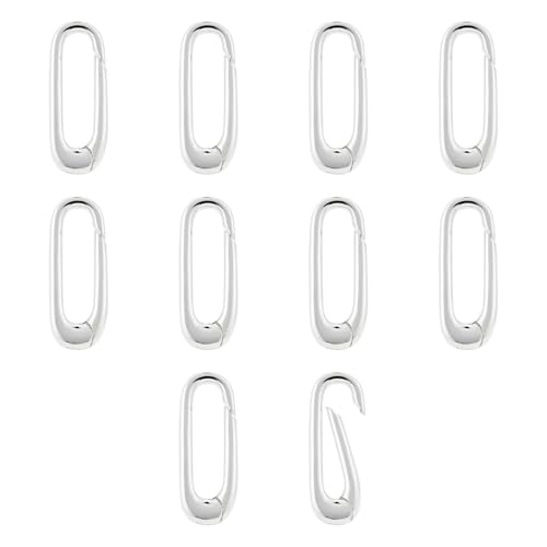 QIUTIMIY 10 Stück 18 Karat vergoldete ovale Schmuckverschlüsse,Schmuck-Halskettenverbinder zum Verlängern oder Reparieren,Silber（17.9 * 7 * 2.7mm） von QIUTIMIY