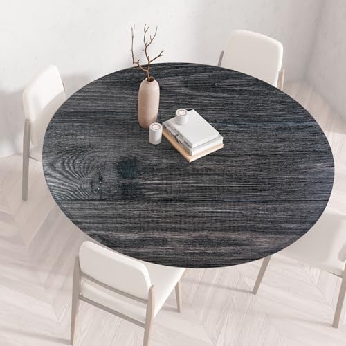 Runde Tischdecke Gartentischdecke Rund Tischtuch Tablecloth Gartentischtuch Holzoptik Gartentisch Decke Garten Tischdecken Outdoor Wetterfest Abwaschbar mit Gummizug für Draußen(P,100cm) von QIUWENSP