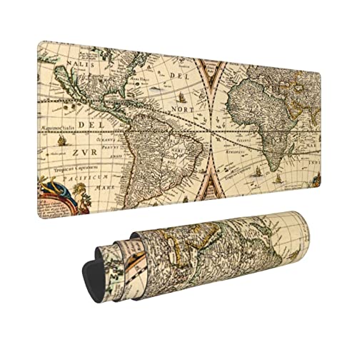 Großes Mauspad, Desktop-Pad, detaillierte historische Karte, Gel-Tastatur, Computer, erweitertes Gaming-Mauspad mit rutschfester Gummiunterseite für Arbeit, Spiel, Zuhause, 30 x 80 cm (XL) von QIUYELONG