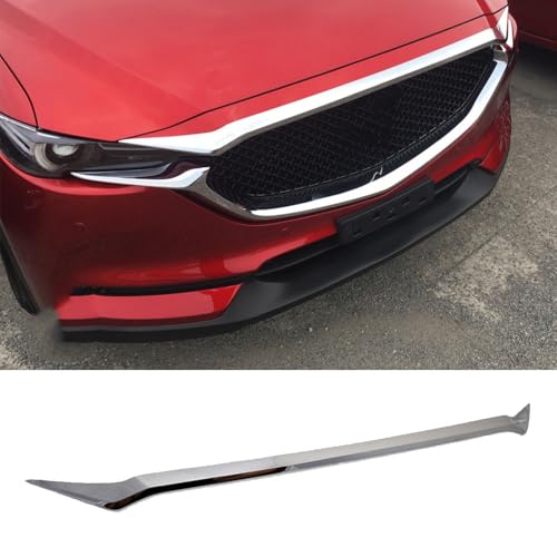 ABS Versilberung Auto Chrom Fronthaube Motorhaube Kühlergrill Lippenleisten Abdeckung Verkleidung für Mazda CX-5 CX5 KF 2017-2024, 3M-Kleber, Silberne Fronthaubengrillabdeckung von QIUYU2024