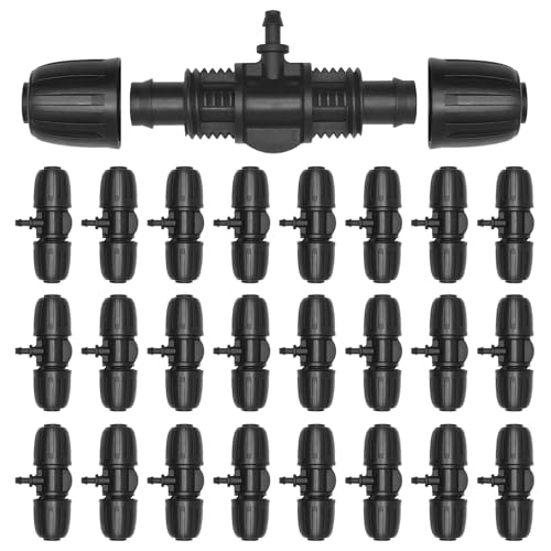 25 Stück GartenbewäSserung Verbinder 8mm Bis 4/7 Micro Drip T-Stück Schlauch Verbinder Garden T-Aansluiting BewäSserung Verbinder Zoll BewäSserungszubehör Garden Tee Connector Für BewäSserung von QIWEIS