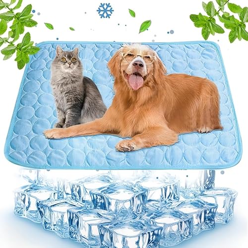 QIXUJAK 2025 Neu Kühlmatte für Den Sommer,Kühlmatte Hund, Hundekühlmatte für Hund & Katze Selbstkühlende Matte für Haustiere Summer Pet Ice Pad Abrieb- und Bissfest Natürliche Kühlung (Blau,XL) von QIXUJAK