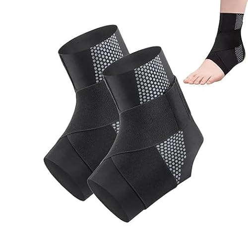 QIXUJAK Amalios AnkleGuard Sprunggelenk Bandage – Knöchelbandage mit Kompression, Schutz & Stabilisierung – Atmungsaktive Fußgelenkstütze für Sport & Alltag (Schwarz 2PCS,XXL) von QIXUJAK