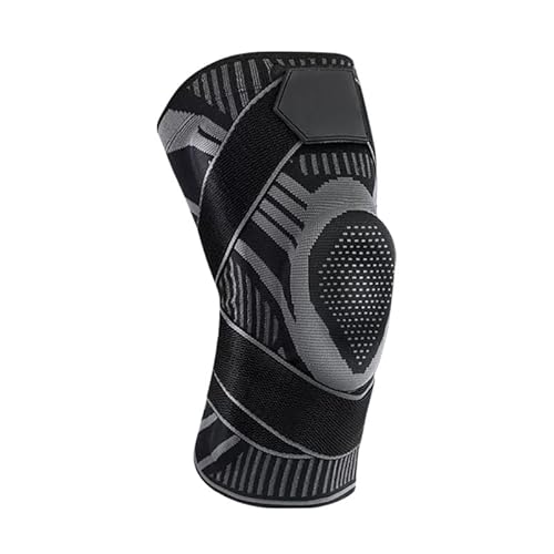 QIXUJAK Sport-Kniebandage mit Seitlichen Stützfedern – Kompressionsbandage für Läufer, Fitness & Post-OP, Atmungsaktiv, Verstellbar & Rutschfest, Schmerzlindernd, Unisex (Schwarz 1 Stück) von QIXUJAK
