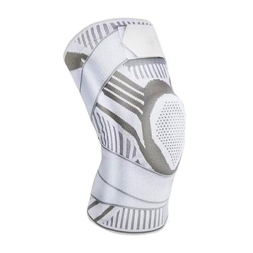 QIXUJAK Sport-Kniebandage mit Seitlichen Stützfedern – Kompressionsbandage für Läufer, Fitness & Post-OP, Atmungsaktiv, Verstellbar & Rutschfest, Schmerzlindernd, Unisex (Weiß 1 Stück) von QIXUJAK