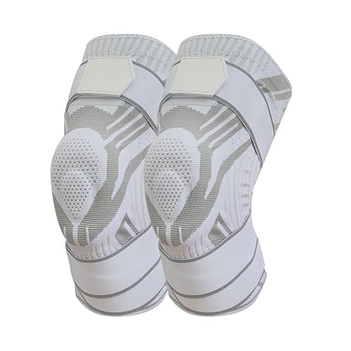 QIXUJAK Sport-Kniebandage mit Seitlichen Stützfedern – Kompressionsbandage für Läufer, Fitness & Post-OP, Atmungsaktiv, Verstellbar & Rutschfest, Schmerzlindernd, Unisex (Weiß 2 Stück) von QIXUJAK