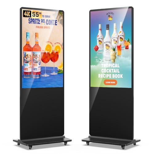 QIXZOCV 140.7 cm 4K Digital Signage Display Kiosk, LCD Bildschirm Indoor Floor Standing Advertising Displays, Android System Commercial Totem with Custom Service, Vertical Poster with Auto Media von QIXZOCV
