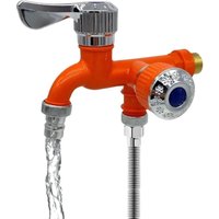 1/5 Universal-Schnittstellenhahn, Doppelauslass-Steuerhahn, Zwei-in-Eins-Frostschutzhahn für den Außenbereich, Waschtisch-Mischbatterie - Orange von QIYAO