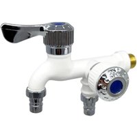2-in-1 Multifunktions-Wasserhahn mit zwei Ventilen, Waschtisch-Mischbatterie, Umschaltventil und Verteiler – Weiß von QIYAO