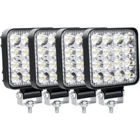 4er-Pack LED-Arbeitsscheinwerfer, 8,5 cm, 3,4 Zoll, 48 W, LED-Strahler, 12 V, 24 V, wasserdicht, IP67, Spot-Nebelscheinwerfer, LED für 4x4-Auto, LKW, von QIYAO